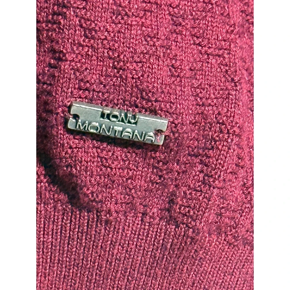 Tony Montana Burgundy Crew Neck Long‎ Sleeve Sweater Mens XXL